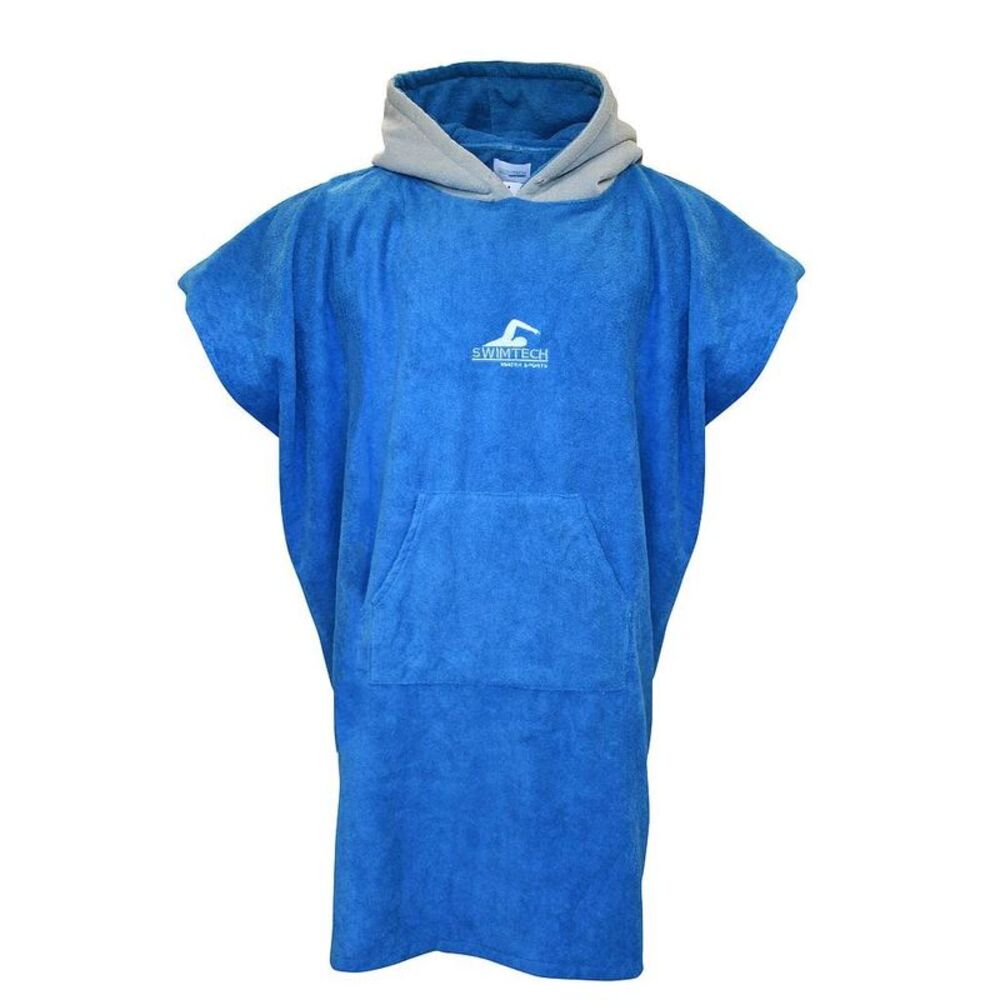 SwimTech Unisex Adult Microfiber Poncho / Blue/Gray
